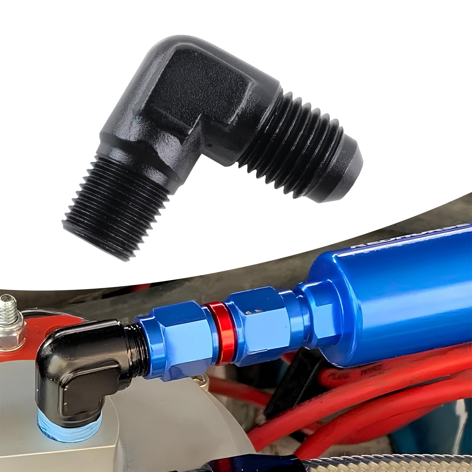 2 Pezzi Raccordo Adattatore 4AN Femmina A 4AN Maschio 90&deg; In Alluminio Nero &ndash; Lencool Racing