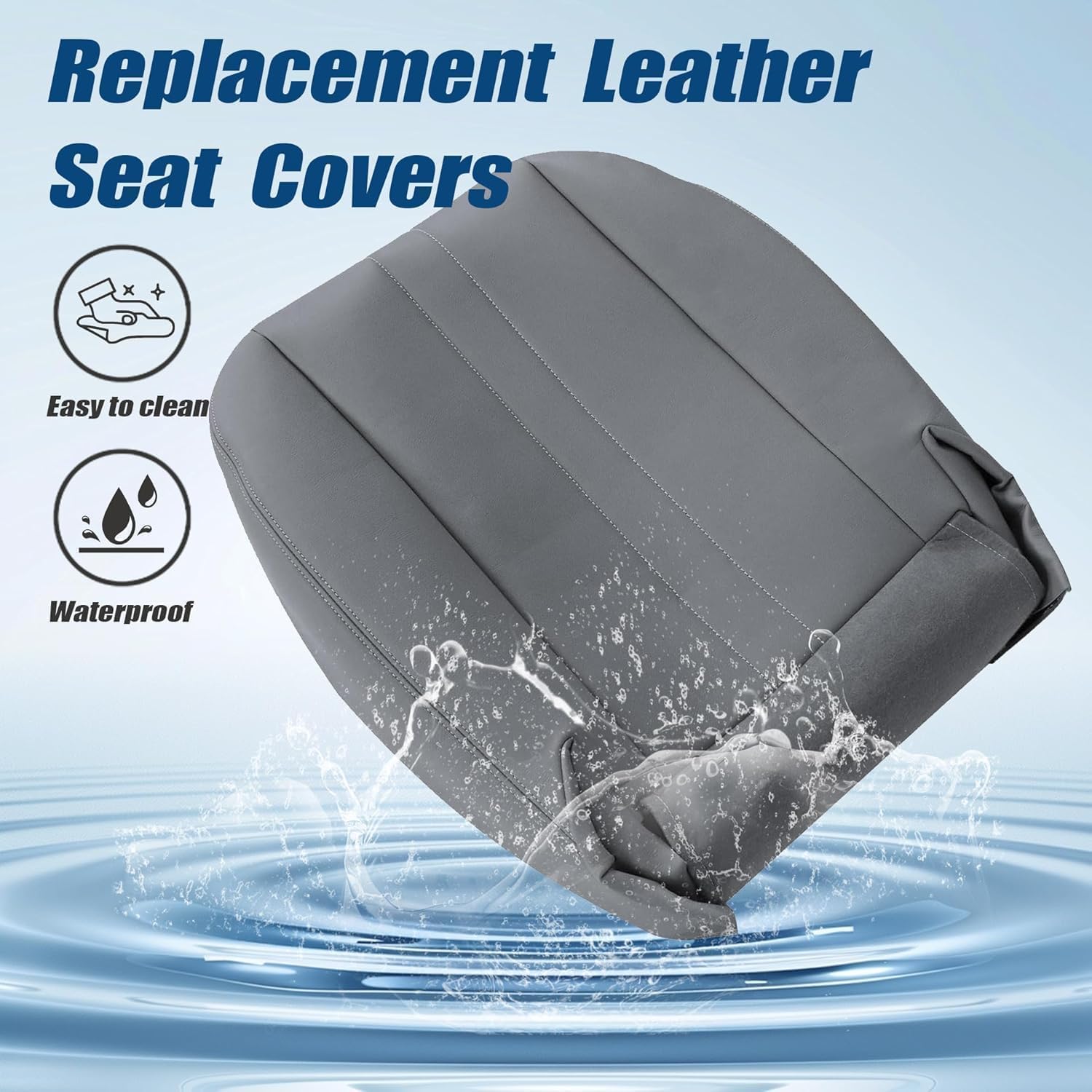 GXARTS Front Driver and Passenger Bottom & Top Replacement Seat Covers Dark Gray Microfiber Leather Fit for Chevy Express GMC Savana Van 2003 2004 2005 2006 2007 2008 2009 2010 2011 2012 2013 2014
