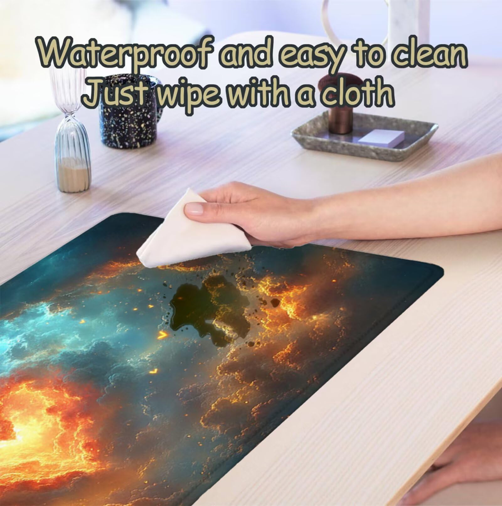 Kolorowa podkładka pod mysz XXL 1600 x 800 mm duża podkładka pod mysz dla graczy chmura pod ręką biurko szyte krawędzie wodoodporna antypoślizgowa, do komputera, laptopa poprawia dokładność i szybkość