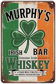 Irish Whiskey Bar Murphy's tin sign Vintage Irish Pub Metal Sign Print Aesthetic for Garden Yard Bar Porch Home Bedroom Kitchen Wall Decor Decor Gift 8 x 12 inch