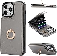 Vista 14 de Folosu Funda compatible con iPhone 13 Pro Max con soporte para tarjetas, rotación de 360°, soporte de anillo de dedo con función atril, protección