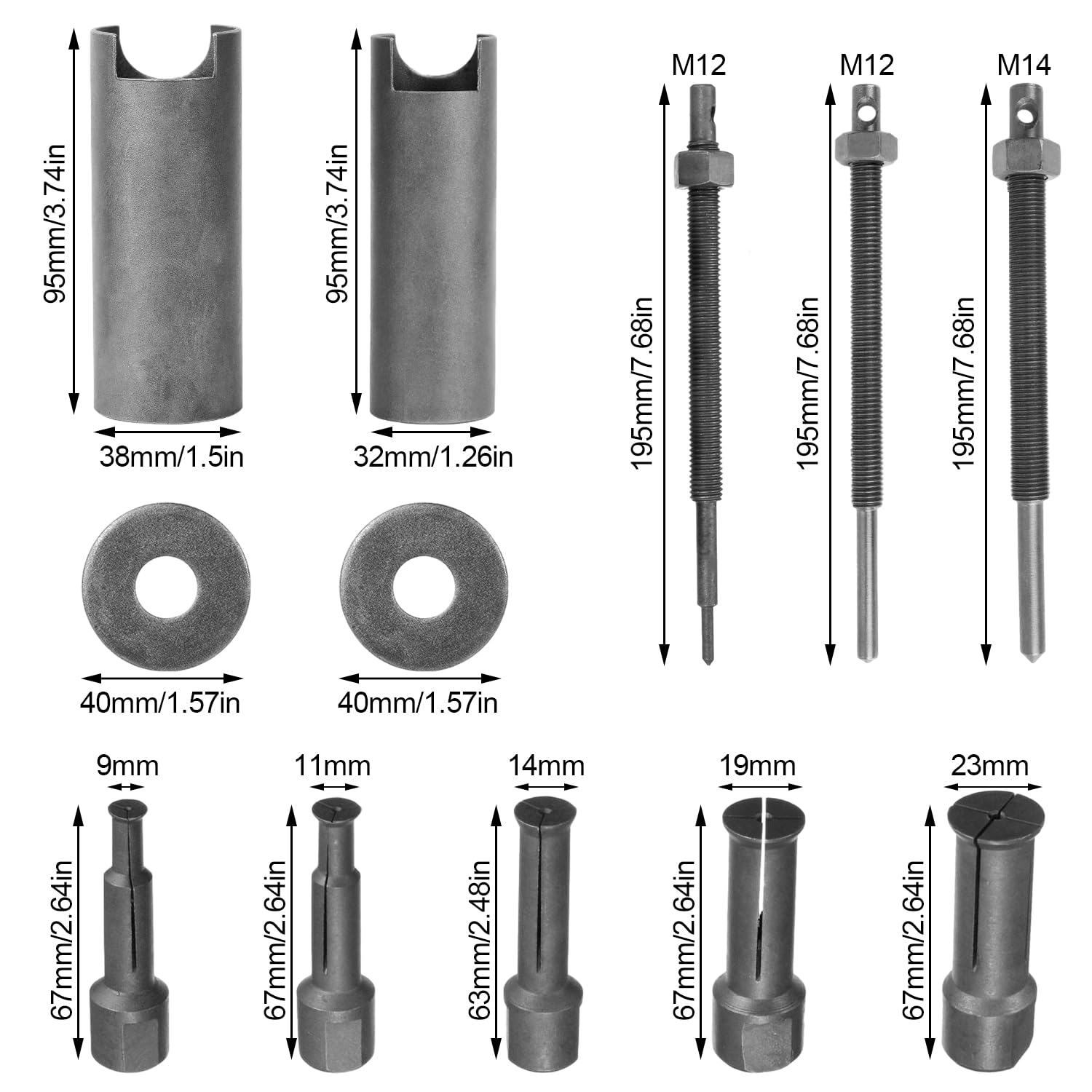 Kit Estrattore per Cuscinetti Interni per Moto, Estrattore Cuscinetti Bici con Clip Aperte di 5 Dimensioni 9/11/14/19/23 mm, Estrattore Cuscinetti Ruota, pour Moto, Bici
