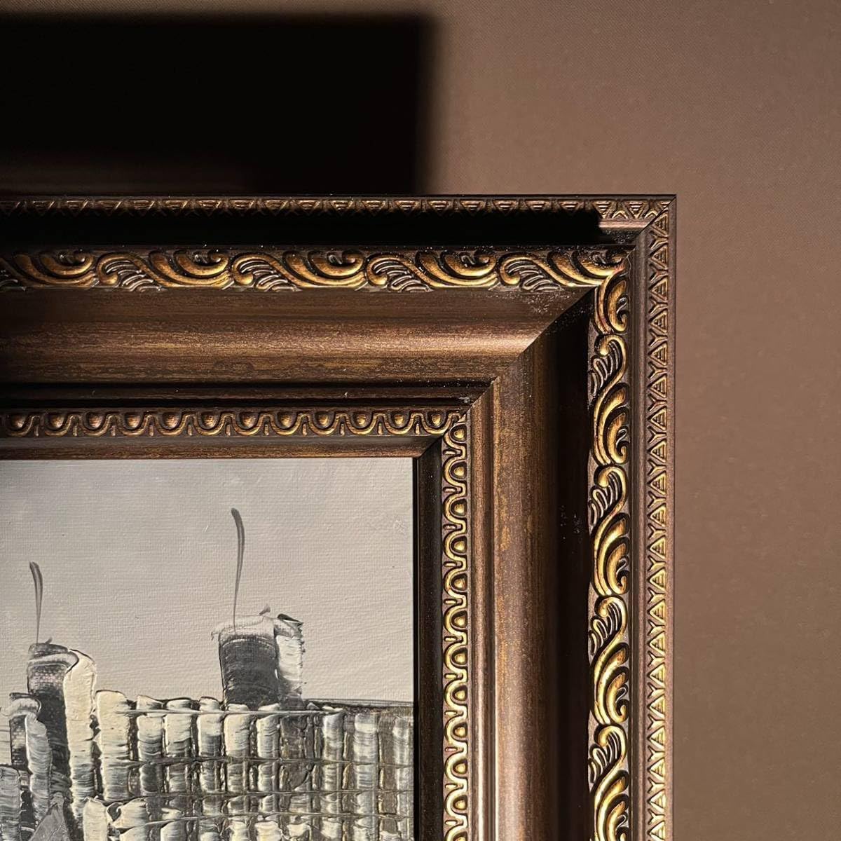 手書き油絵 パリの風景 凱旋門 額付き インテリア 油彩画 パリ