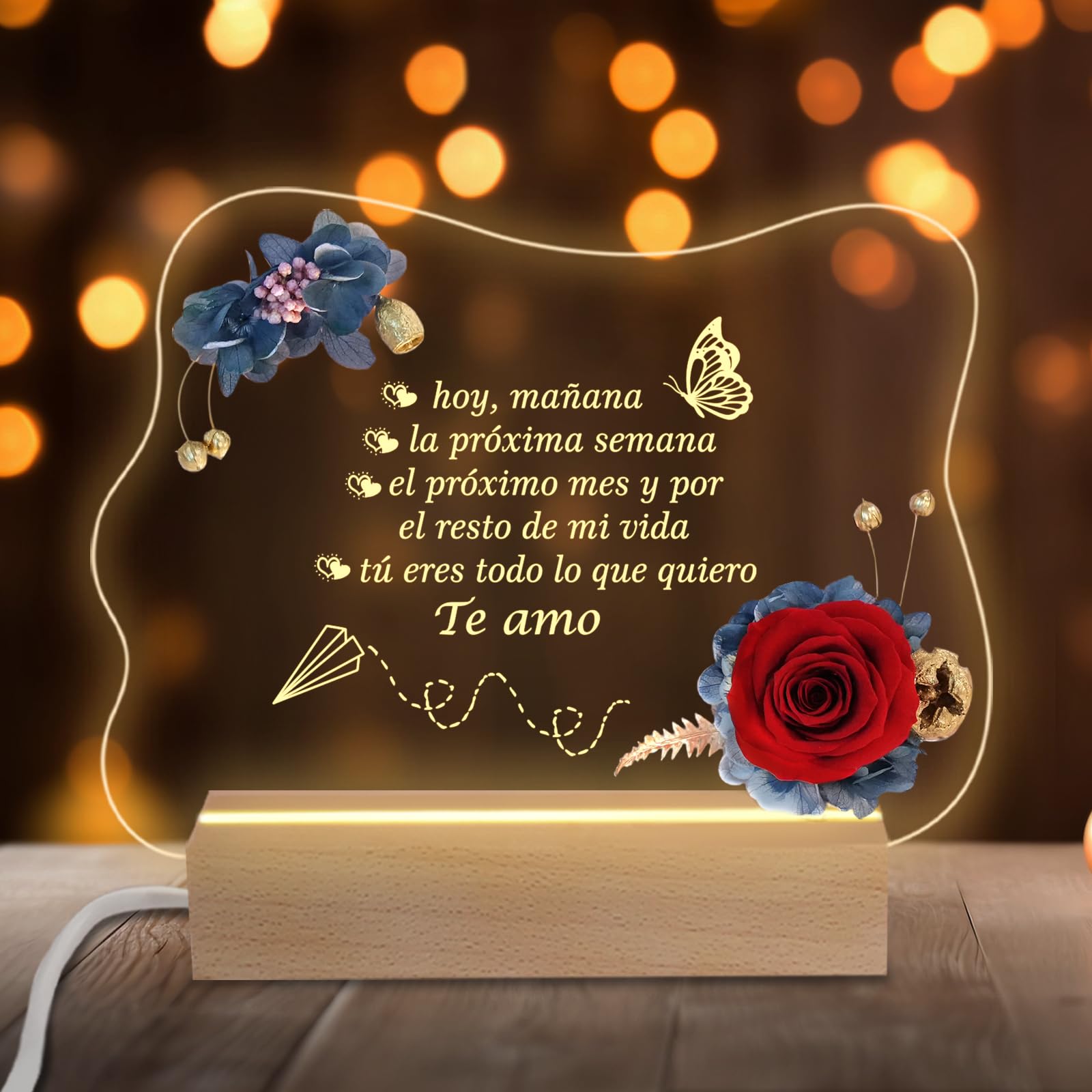 Miofula Regalos Originales para Mujer, San Valentin Regalo Mujer Hombre, Rosa Eterna Regalos para Parejas Cumpleaños, Luz Nocturna Acrílica Regalo para Novia Novio, Regalos Navidad, Aniversario Bodas