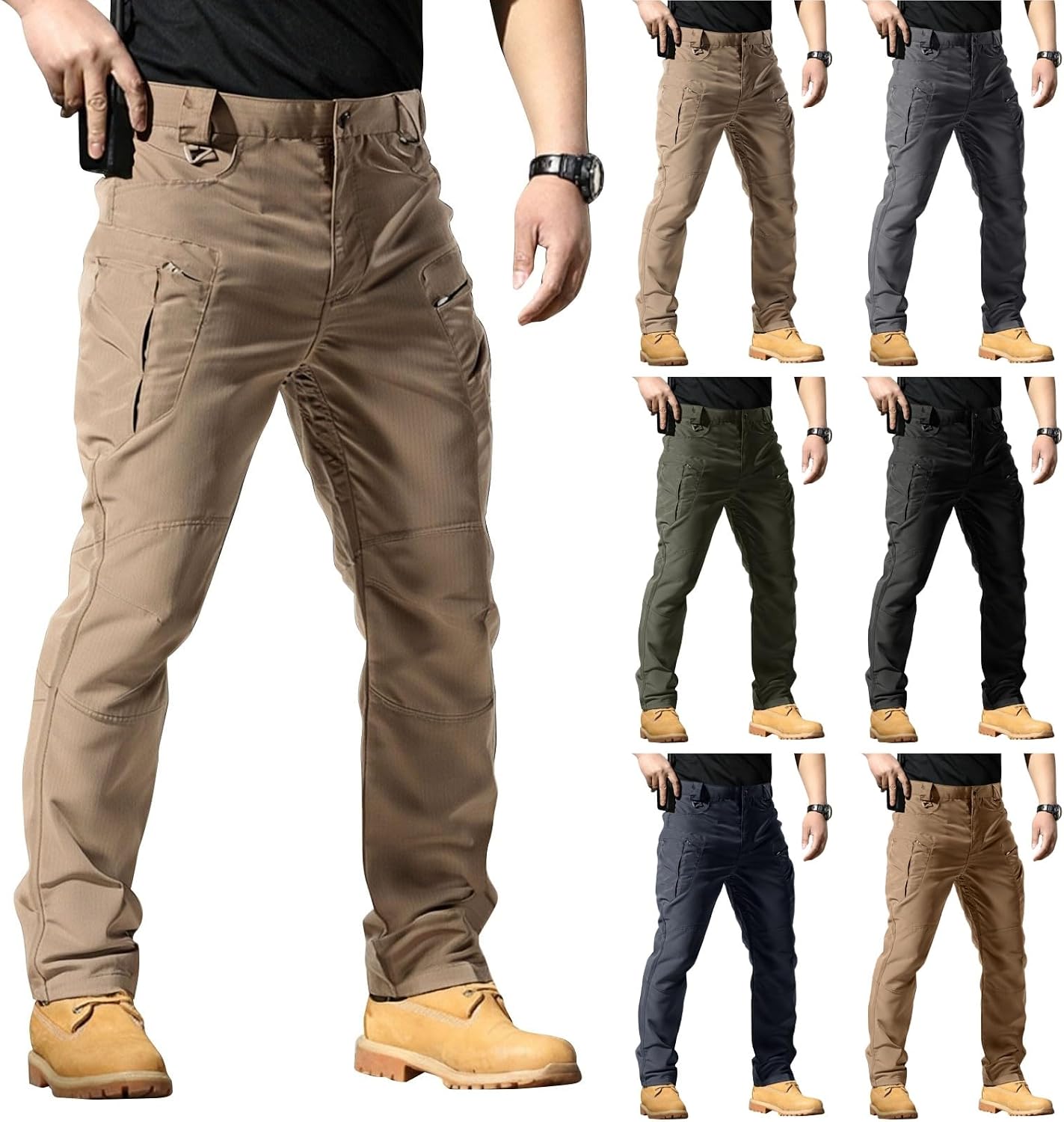 Tactical Pants for Men Ripstop Water Proof Hiking Cargo Pants Breathable Camping Fishing Construction Work Trousers