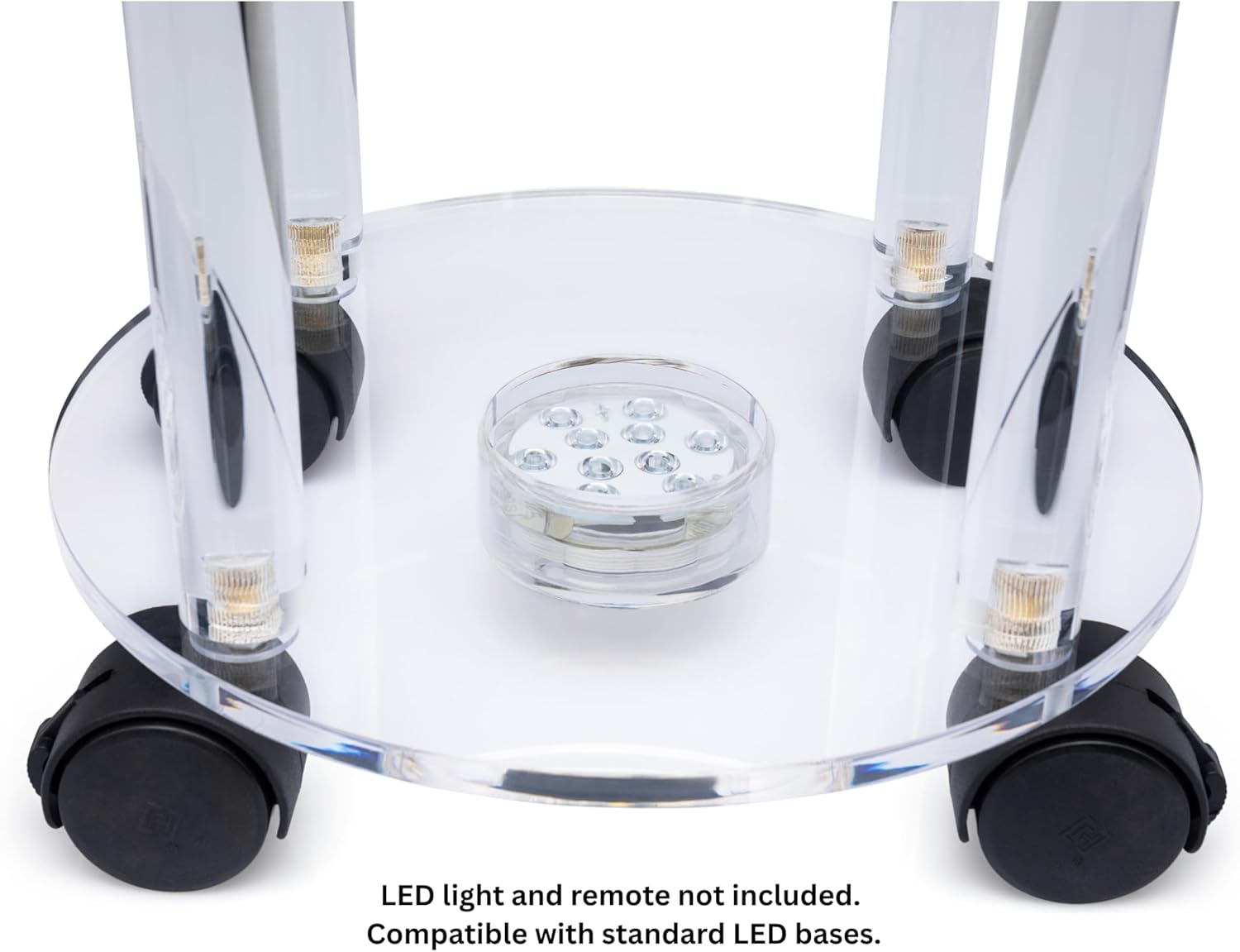 Hookah Stands Mini to Protect Hooka from Falling Over, Clear Acrylic Table with Wheels & Brakes, Hookah Accessories, Secure Shisha, No Nicotine (Mini)