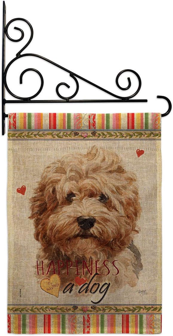 Shaggy Havanese Happiness Burlap Garden Flag Set Wall Holder Animals Puppy Spoiled Paw Canine Fur Pet Nature Farm Animal Creature Small Gift Yard House Banner Double-Sided Made In USA 13 X 18.5