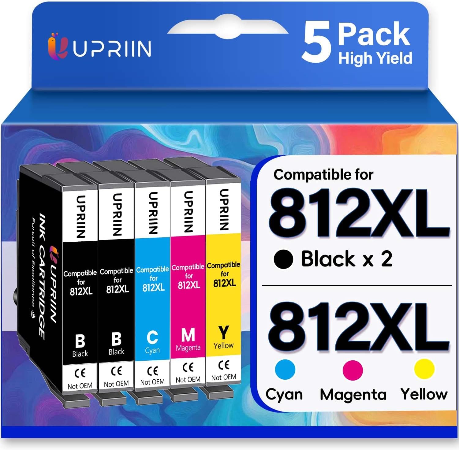 812XL Ink Cartridges Remanufactured Replacement for Epson T812XL 812XL Ink Cartridges Compatible for Epson Workforce Pro WF-7840 WF-7820 WF-7310 EC-C7000 Printer