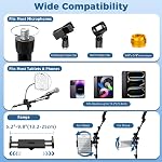 GUITTO Microphone Stand Floor with Phone/Tablet Holder, Adjustable Boom Mic Stand with Heavy-Duty Base, Dual Device Mount for Streaming, Podcasting, Recording, and Live Performances GMS-04