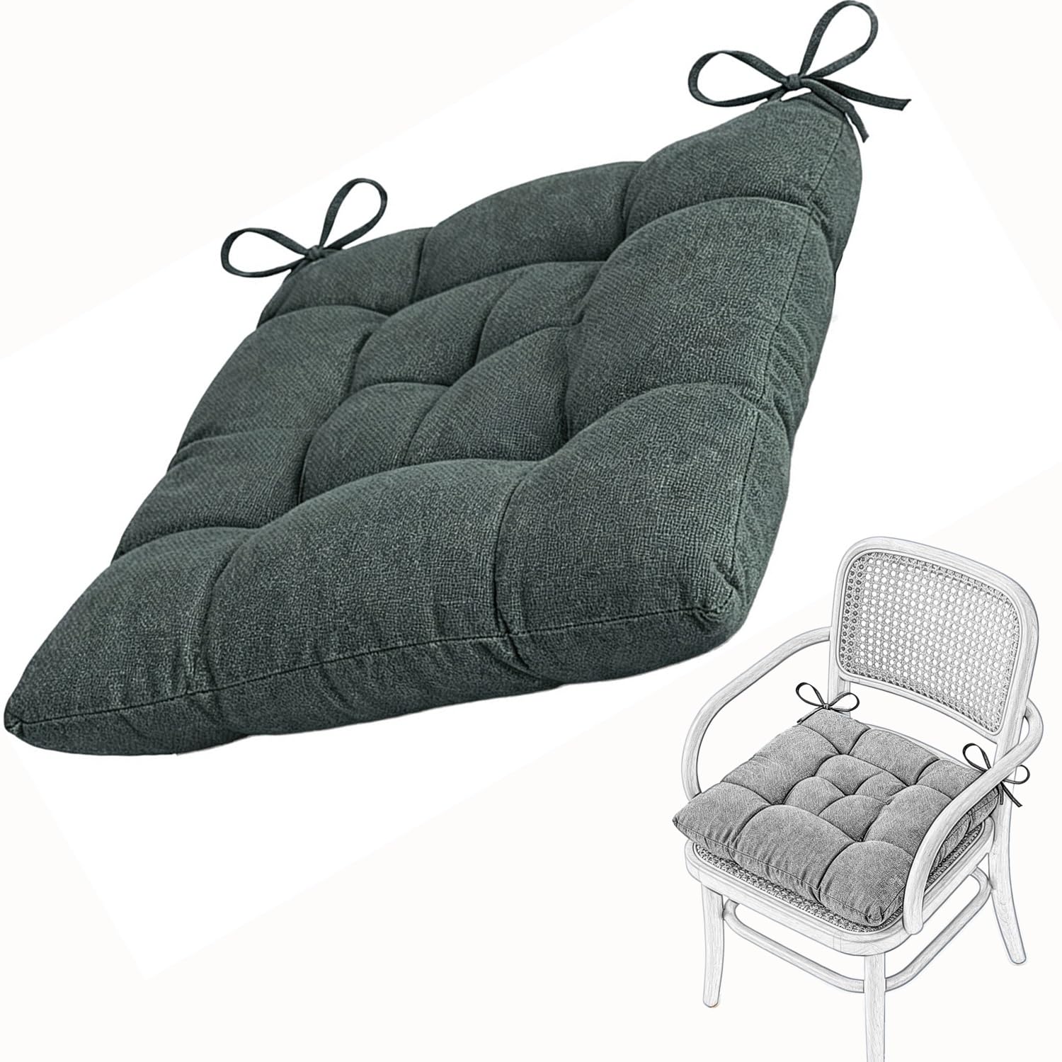 Seat Cushion for Dining Chair Soft Comfort Washable Chair Pads with Ties
