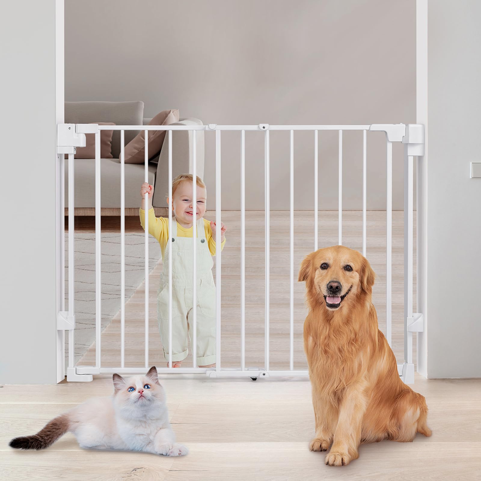 HOMGEN Cancello Retrattile Per Scale 140x86 Cm – In PVC E Metallo, Antistrappo, Facile Installazione, Adatto A Porte E Corridoi, Sicuro Per Bambini E Cani