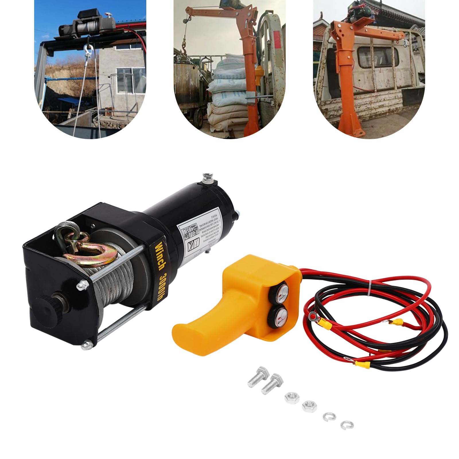 Cabrestante eléctrico potente de 3000 kg, 12 V, con control por cable, para vehículos todoterreno y actividades de rescate, IP54, resistente al agua