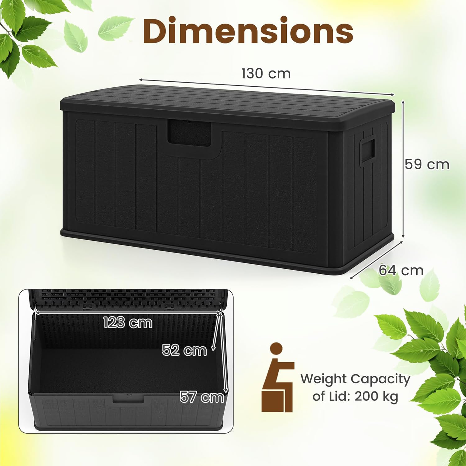 aufbewahrungsbox mit Deckel wasserdichte Box Outdoor abschließbare Box gartenbox wetterfest Outdoor Outdoor Box Black