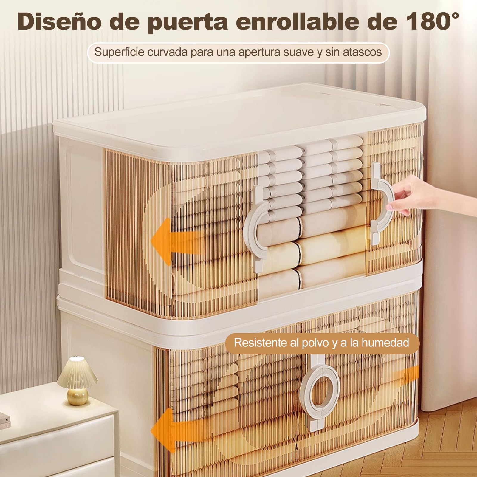 Ergocar Caja De Almacenamiento Plegable Armario Almacenamiento Apilable Gran Capacidad Almacenamiento Puertas Dobles con Ruedas para Adecuado para Baños, Dormitorios Armarios
