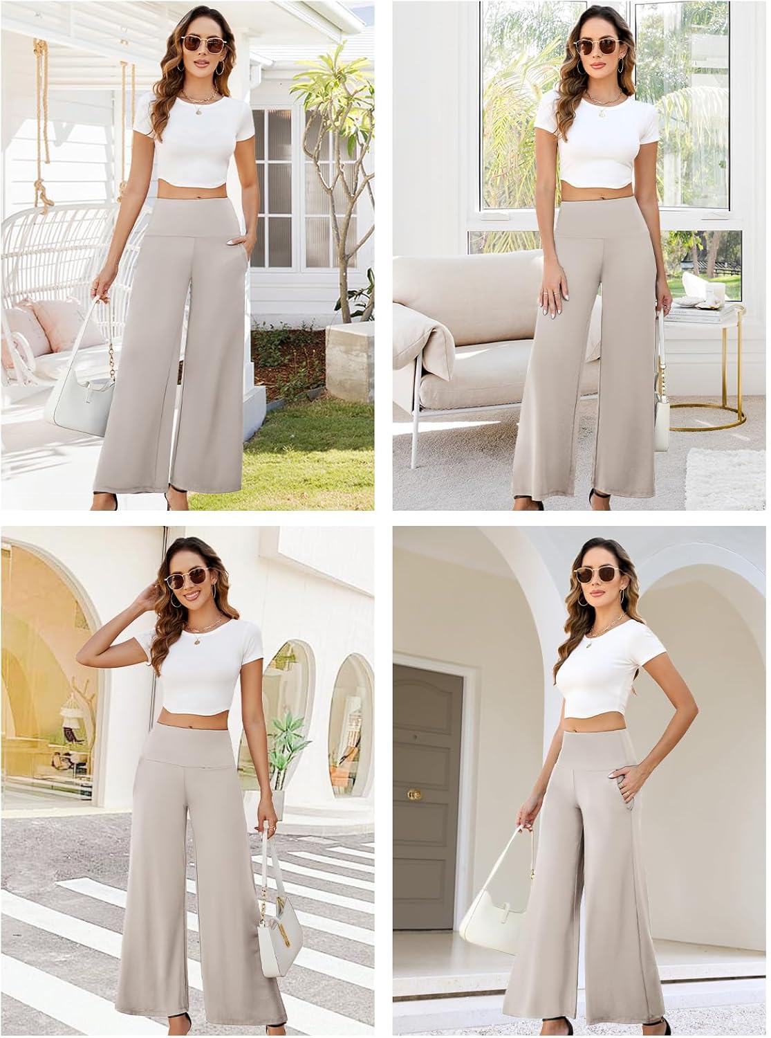 Arolina Women's Stretchy Wide Leg Palazzo Lounge Pants with Pockets Casual Comfy High Waist Palazzo Pants for Women Dressy - Image 4