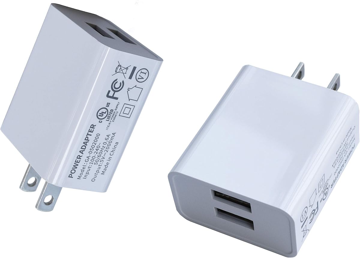 Wall Charger, USB Adapter, SUPWISER 2 Pack 10W Dual Port Quick Charger Plug Cube Replacement for iPad iPhone 15/14/13/12/11/XR/8/7/6S/6/5,Samsung Galaxy S10/S9/S8S7/S6/S5 Edge, LG, HTC, Moto, Kindle