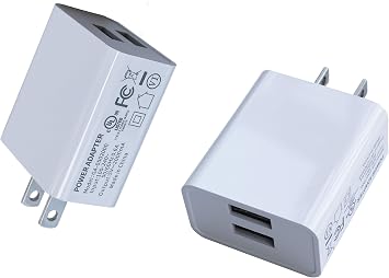Wall Charger, USB Adapter, SUPWISER 2 Pack 10W Dual Port Quick Charger Plug Cube Replacement for iPad iPhone 15/14/13/12/11/XR/8/7/6S/6/5,Samsung Galaxy S10/S9/S8S7/S6/S5 Edge, LG, HTC, Moto, Kindle