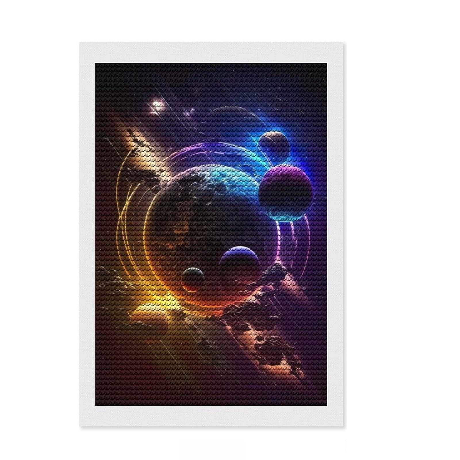 Junmoney Neon Cosmic Voyage Diamond Painting Set 8"x12", for Beginners, Modern Decor, Simple to Start, Gift Idea, Pleasing Wall Art Project