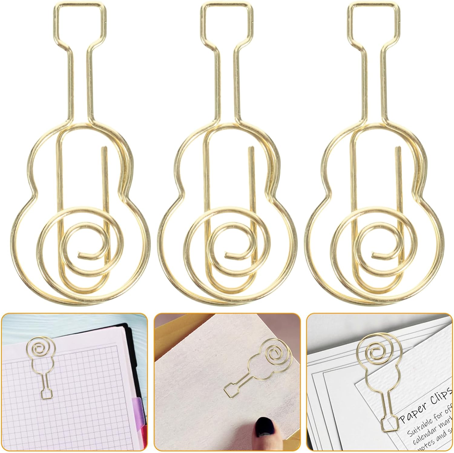 50 Pieces Violin Shaped Paper Clips 1.57X0.74 Inch Metal Musical Clips for Office School Document Organization Bookmarks and Party Decorative Uses