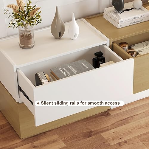 Miniatura 8 de Cajones de almacenamiento apilables, organizador de almacenamiento de cajones de madera, mesitas de noche modernas con cajones de madera, gabinete