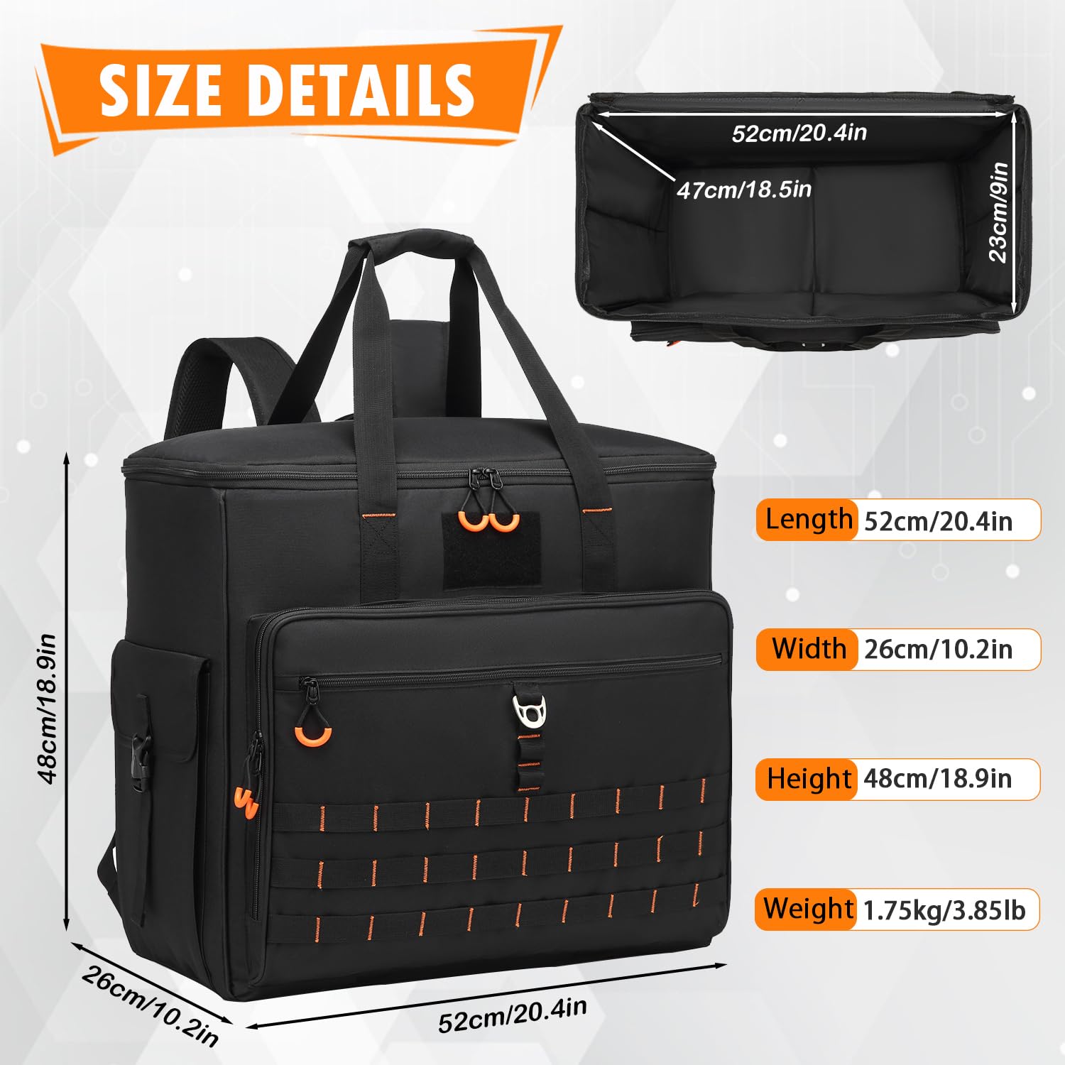 Mochila de torre para videojuegos para computadora ATX de torre completa, bolsa de transporte portátil con correas acolchadas para el hombro, capacidad para CPU de escritorio, teclado, mouse 2