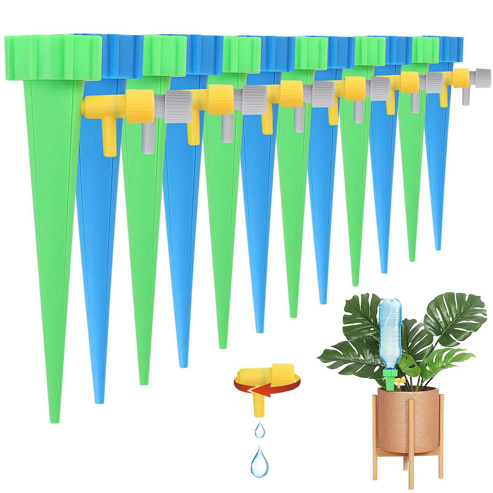 Youyijia 12Pcs Plant Waterer with Control Valve Switch Automatic Plant Watering Spike Self Watering Drip Irrigation System Household Flowerpot Watering Tool for Garden Home Indoor Outdoor