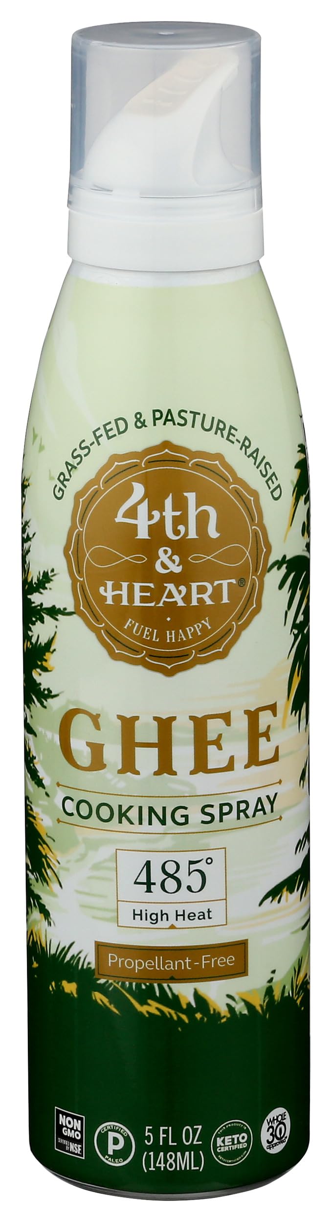 4th & Heart Ghee Cooking Spray, Non-Stick Oil Spray Made with Grass-Fed, Pasture-Raised Ghee, Lactose Free, 5 oz