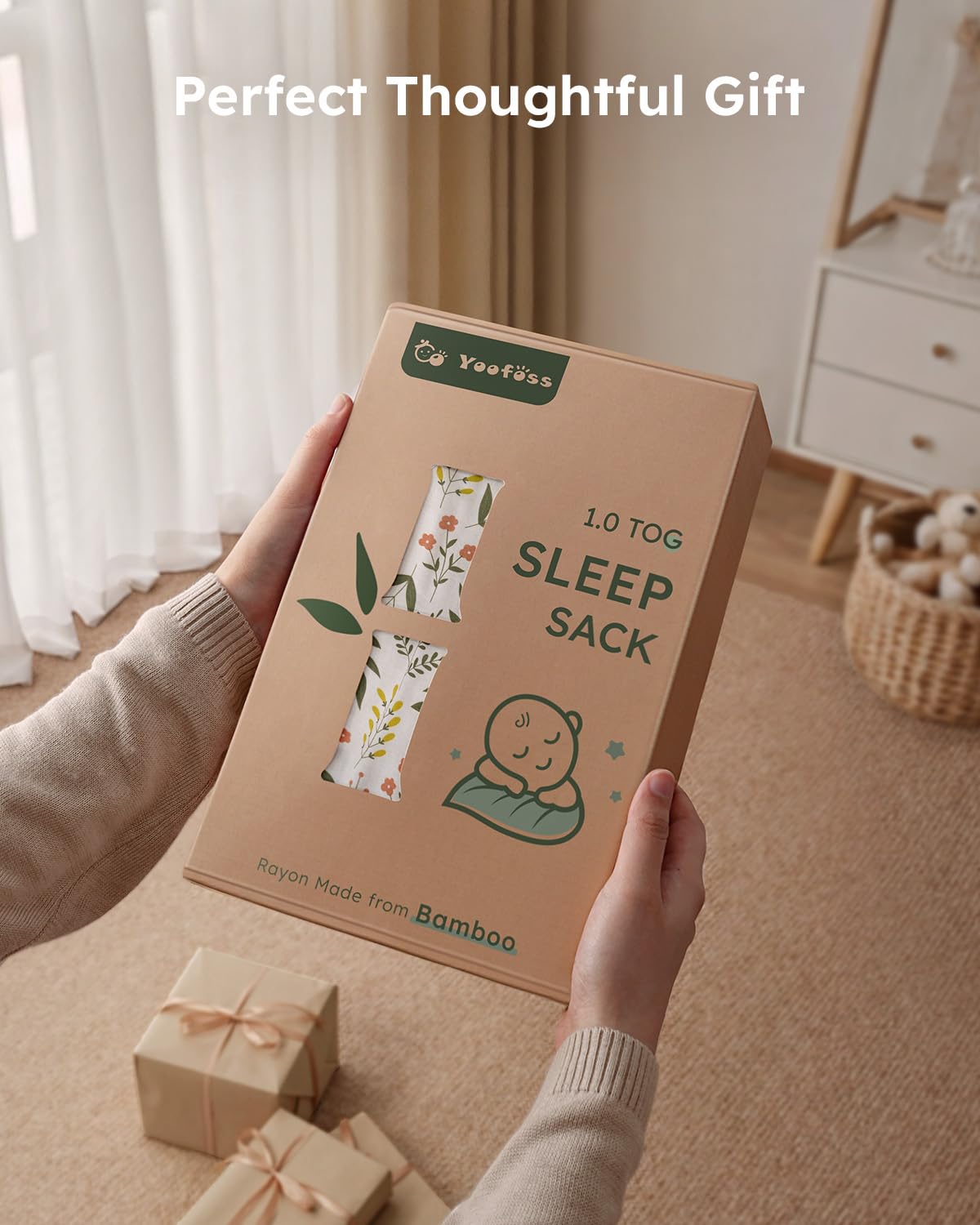 Yoofoss Rayon Made from Bamboo Baby Sleep Sack 6-12 Months 1.0 Tog Baby Wearable Blanket, Super Soft Infant Toddler Sleeping Sack 2-Way Zipper - Image 7