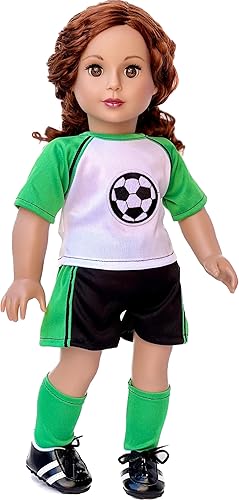 Miniatura 5 de - Soccer Girl - Traje de fútbol de 4 piezas - Camisa, pantalones cortos, calcetines y zapatos - Ropa para muñecas de 18 pulgadas (toll no incluido)