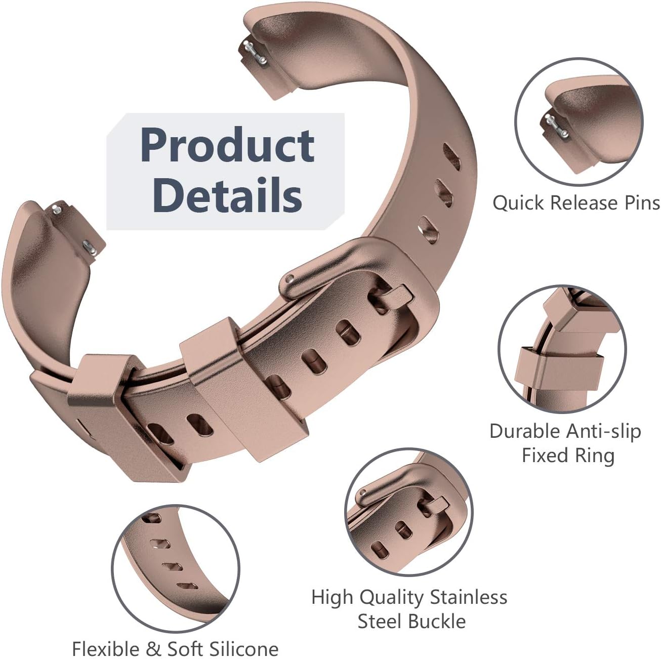 HQzon Band Compatible with Fitbit Inspire 2, Soft Silicone Adjustable Waterproof Sport Replacement Wristband Accessory for Inspire 2 Fitness Tracker