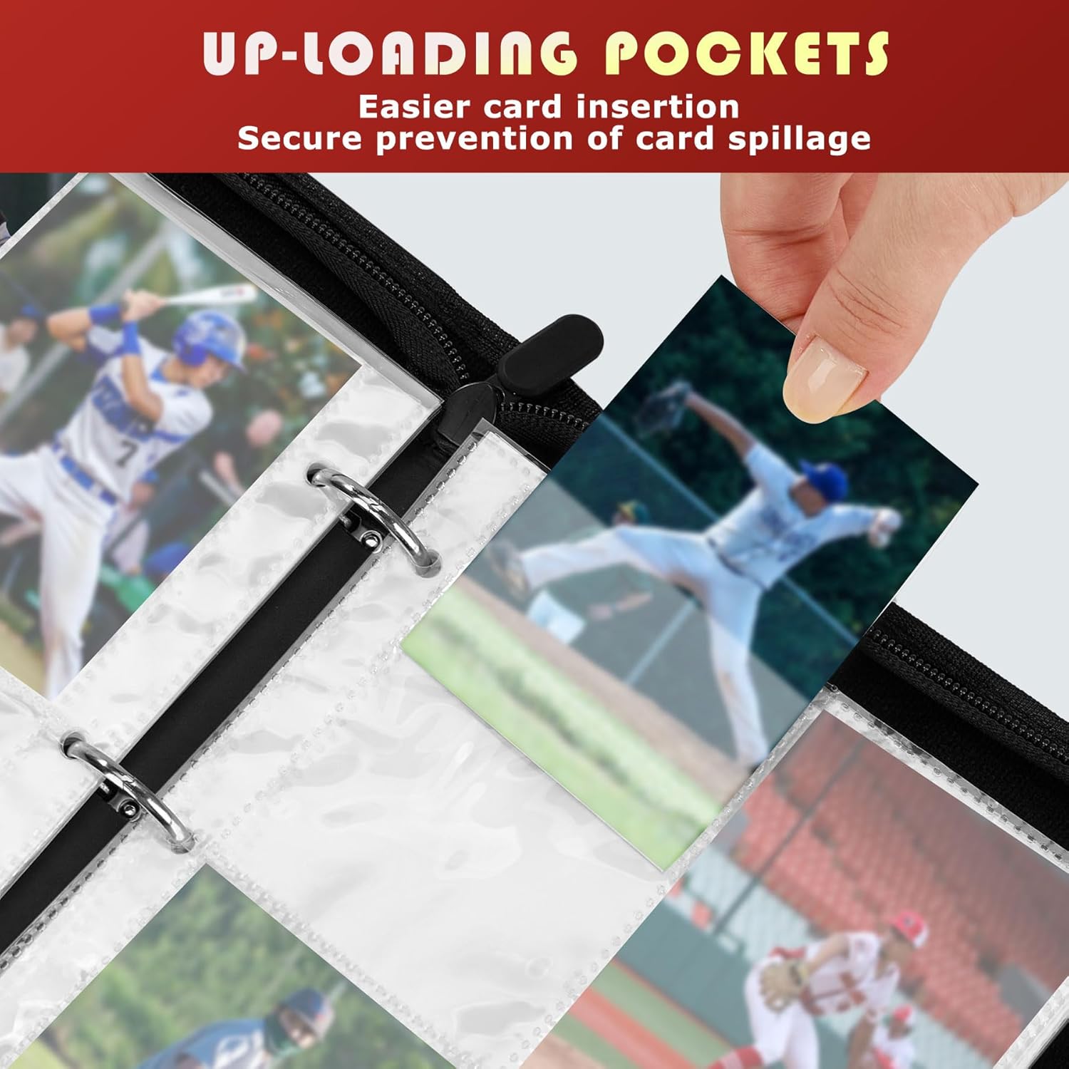 400 Pocket Baseball Card Binder – 4-Pocket Trading Card Album with 50 Sleeves, Card Holder Case for Topps, MTG, Pokémon – Gift for Boys, Girls, Collectors