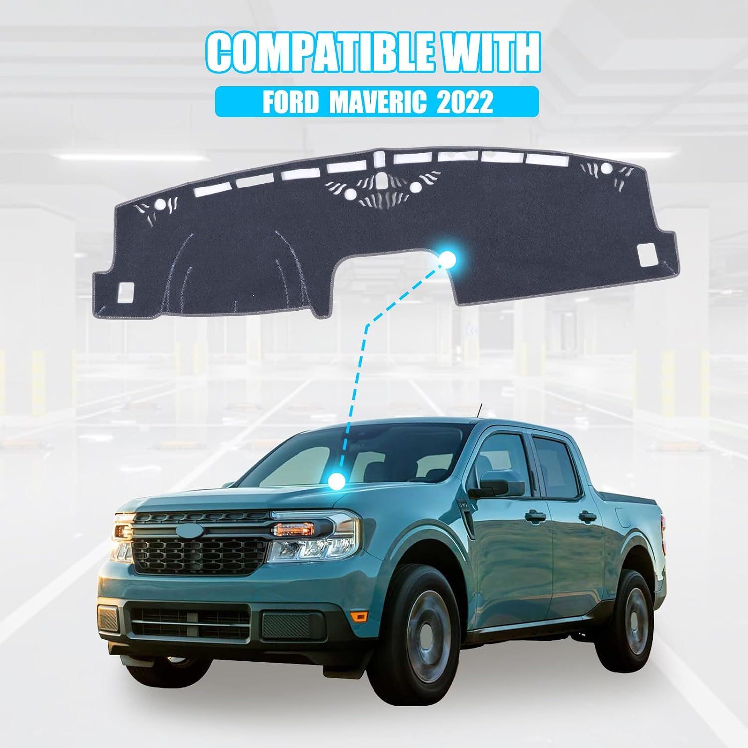 Dashboard Cover Mat Dash Mat Compatible with 2026 2025 2024 2023 2022 Ford Maverick,Polyester Dashboard Cover Sun Shade Pad,Suede Car Anti-Slip Dash Board Pad for Maverick Accessories (Grey)