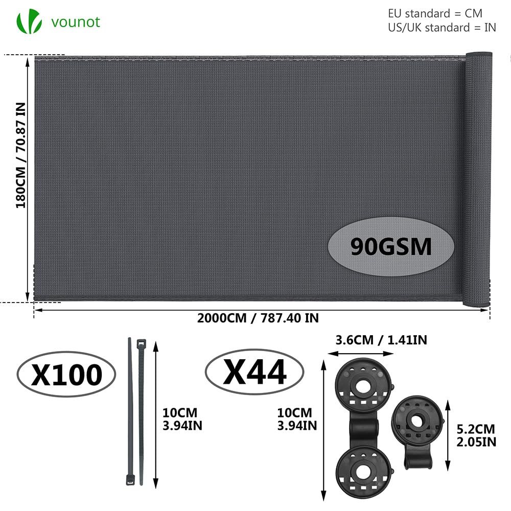 VOUNOT® Malla Sombreo y Ocultación 1.5×10m, Valla Privacidad HDPE Protección UV, Red de Sombra con Clips y Bridas, para Jardín, Huerto, Balcón, Antracita — view 50
