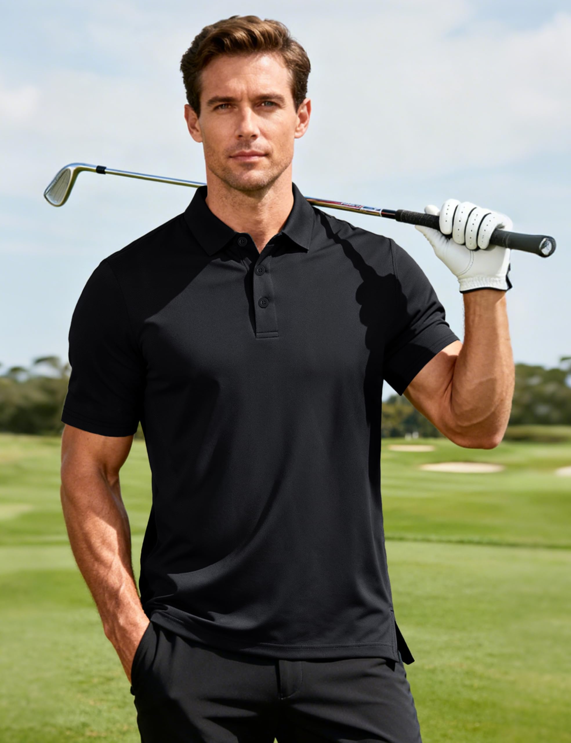 MAGCOMSEN Poloshirt Herren Kurzarm Shirt Sommer Golf Polo Atmungsaktiv Funktionsshirt Schnelltrocknend Polohemd Outdoor