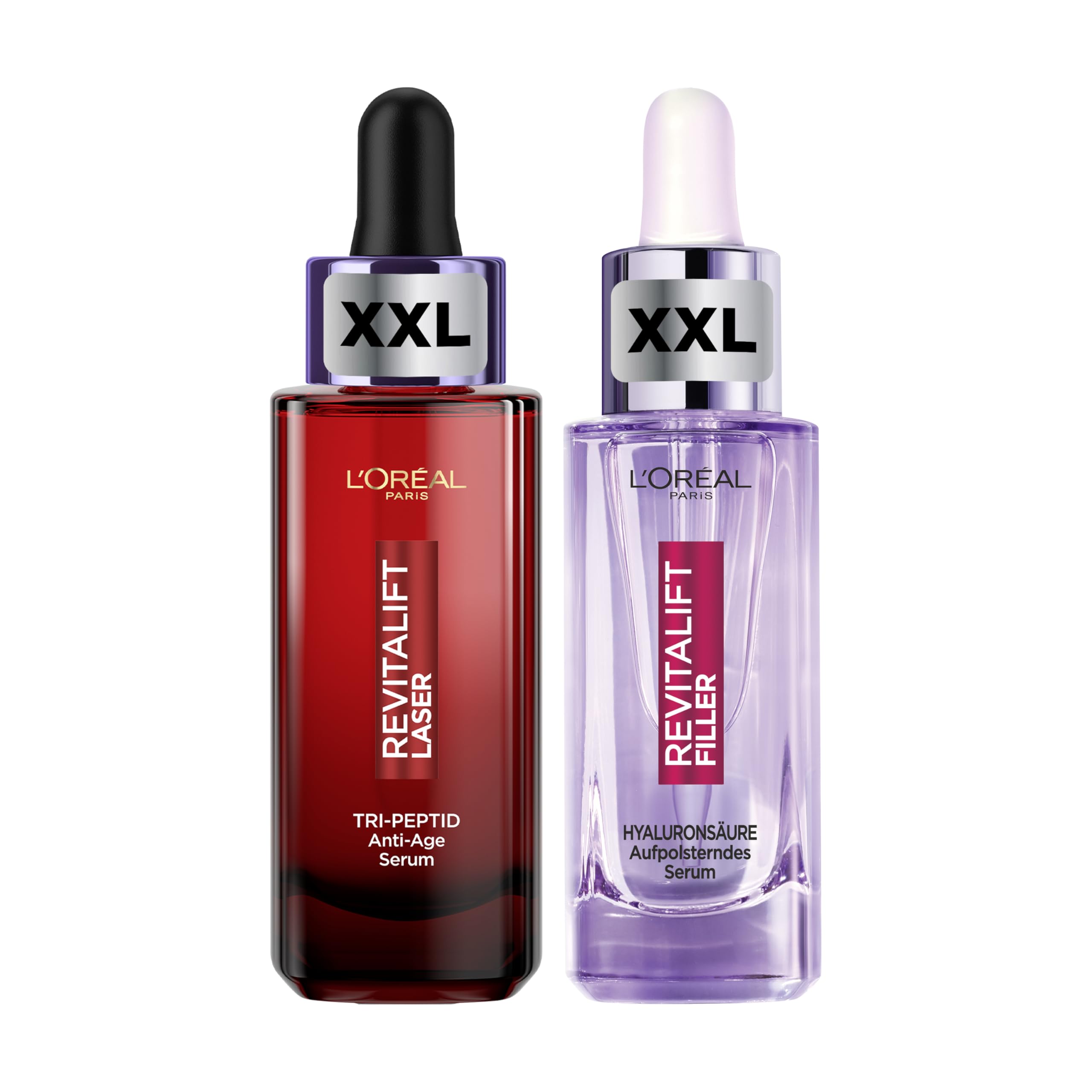 L'Oréal Paris Revitalift Anti-Aging Set: Laser Tri-Peptide Serum & Hyaluron Filler Serum – Strafft, Polstert Auf & Spendet Feuchtigkeit, 2er Pack