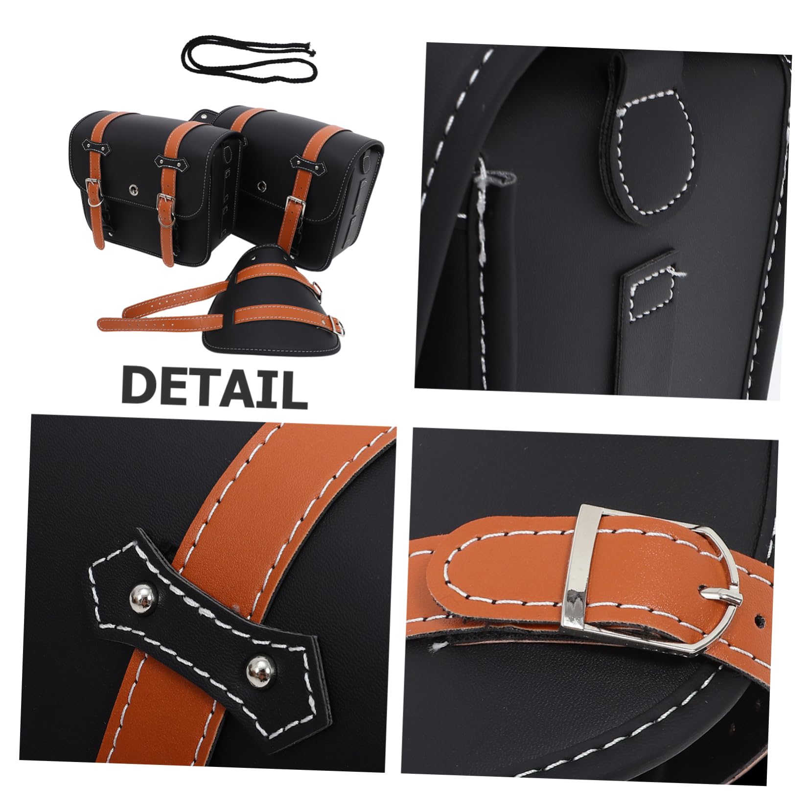 Ciieeo Sacoche de Moto Vintage en Cuir Noir Sacoches Latérales Étanches 2 Pièces Facile à Installer et Retirer pour Rangement Outils Moto