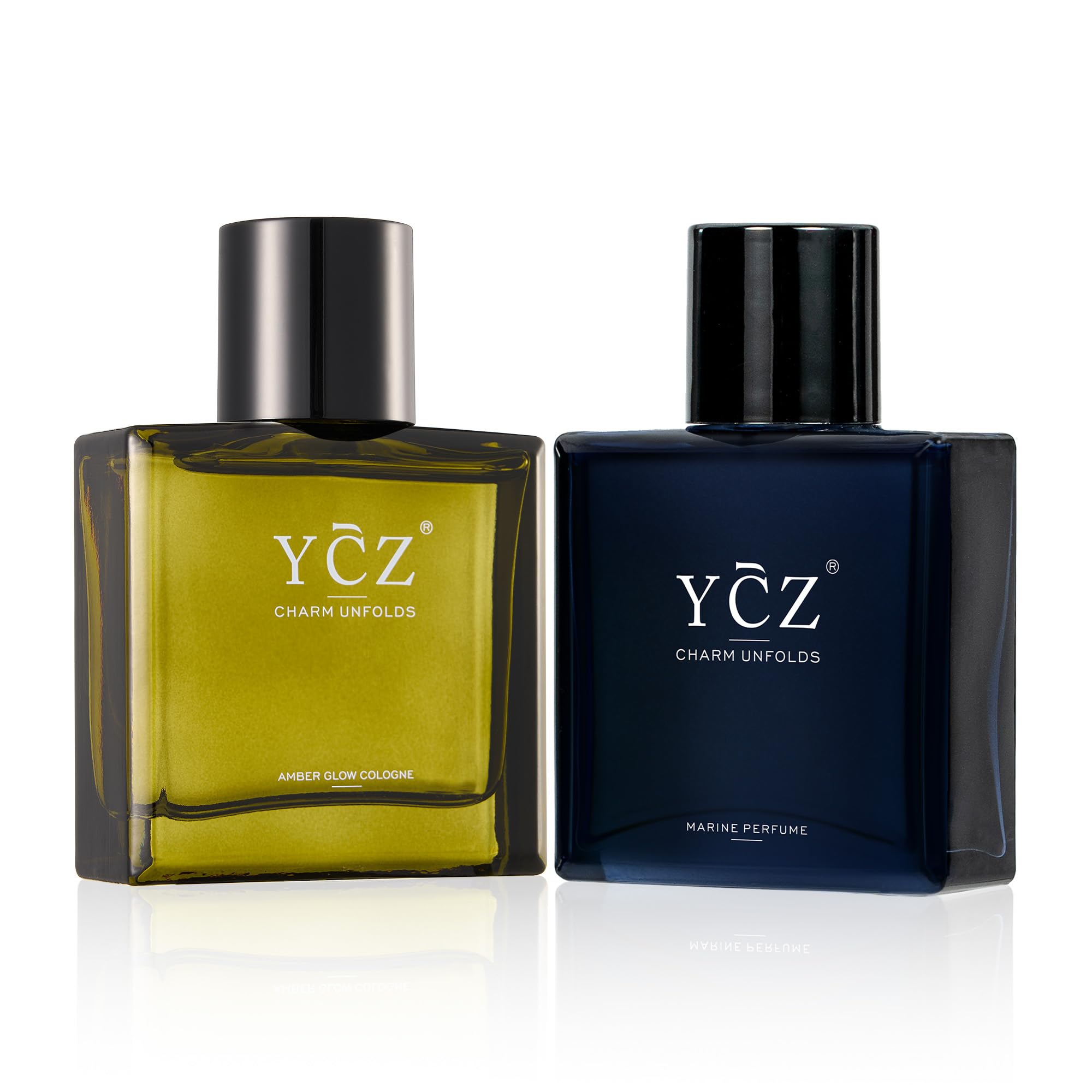 Ycz Men's Eau De Parfum Gift Set, 2 x 1.7 Fl Oz | Two-Piece Men's Cologne Set With Amber Glow And Midnight Marine For Business, Daily Wear, Date Nights, And Gifts.