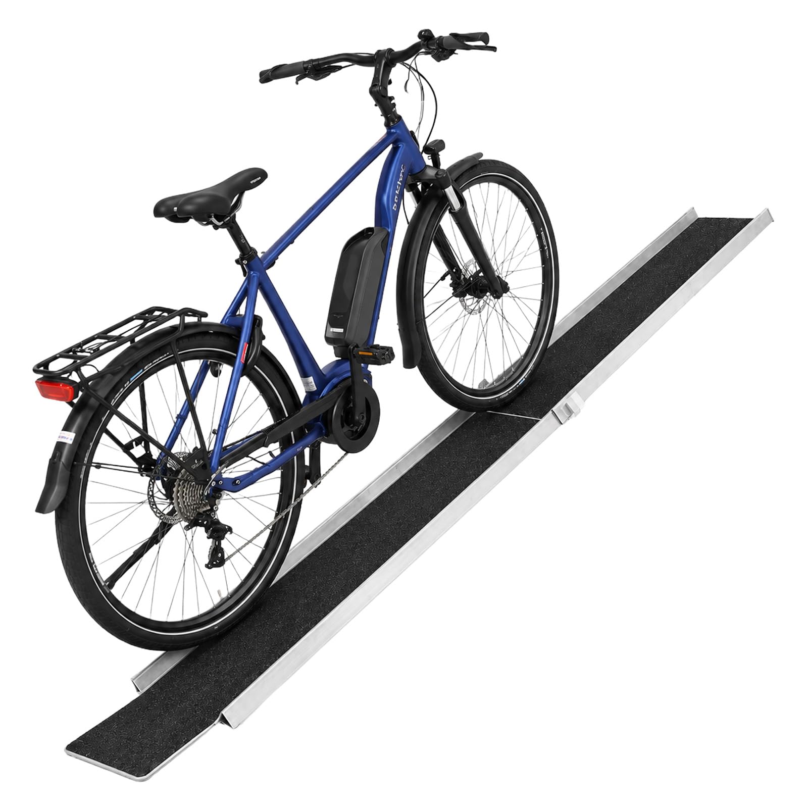 TRUTZHOLM Auffahrampe Aluminium zusammensteckbar 150-270 cm verstellbar 50 kg Treppenrampe Auffahrschiene für E-Bike Mofa Fahrrad mit Friktionsbeschichtung schwarz/grau