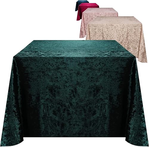 Elegante mantel cuadrado de 90 pulgadas fabricado con material de terciopelo fino aplastado hermosa esmeralda mantel cuadrado verde con costuras