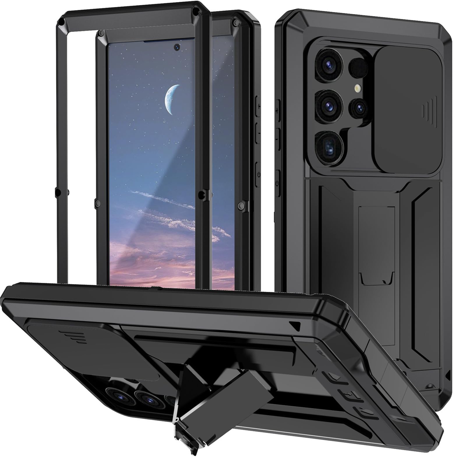 Coque silicone aluminium Samsung S24 Plus robuste intégrale noire rigide - 8