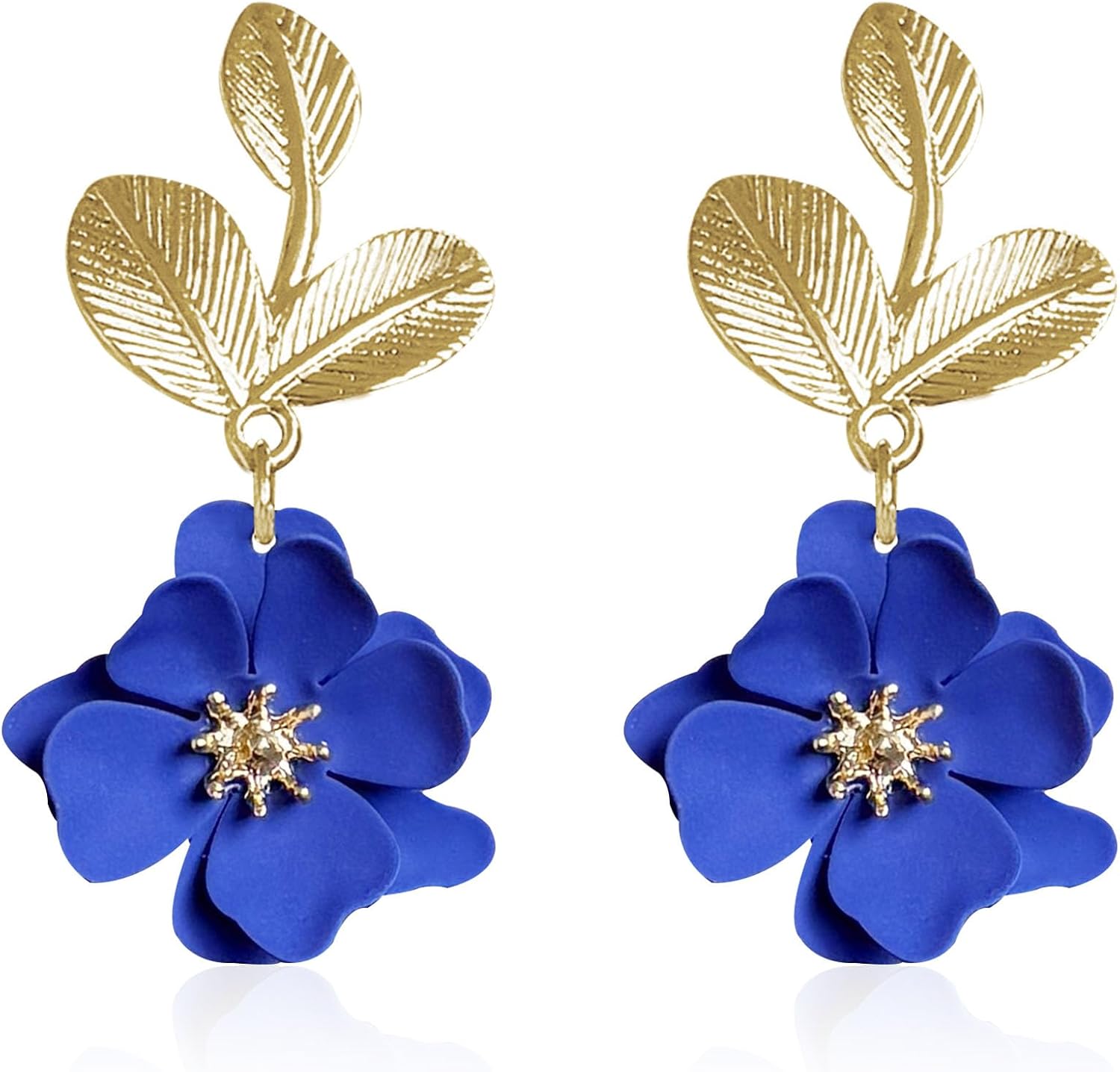 Boho Flower Earrings for Women Cute Dangle Drop Gold Leaf Floral Studs Hook Statement Jewelry Sweet Earrings