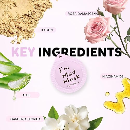 Miniatura 4 de Juego de 9 máscaras faciales de arcilla, máscara de arcilla de cúrcuma, rosa, máscara de barro de minerales del mar muerto, juego de regalo para el