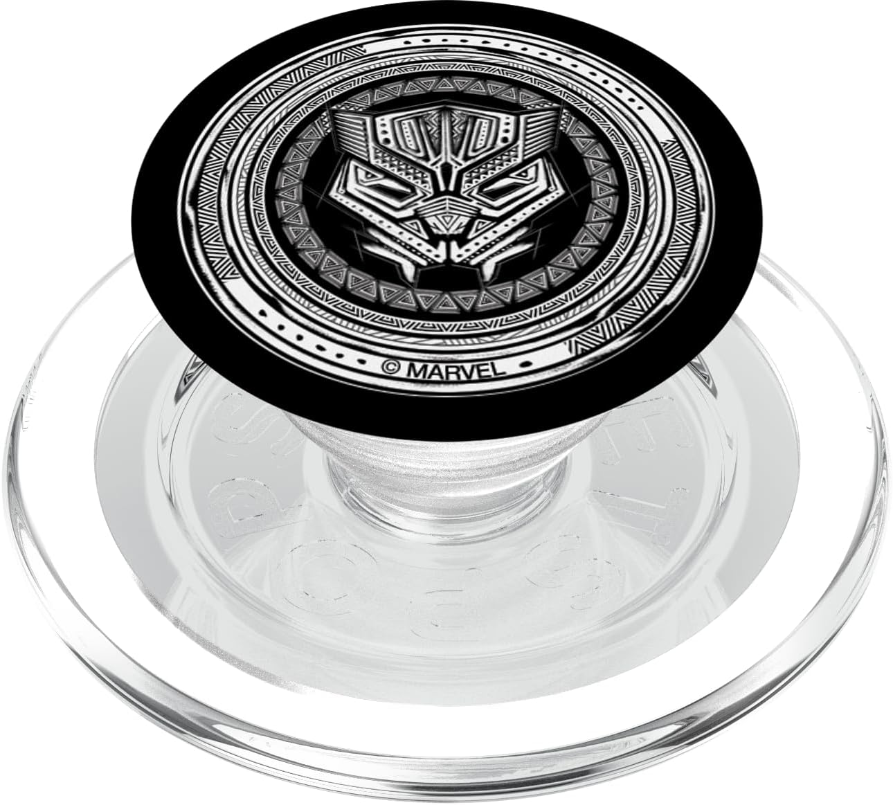 Marvel Black Panther King T’Challa Black White Wakanda Print PopSockets MagSafe PopGrip for iPhone