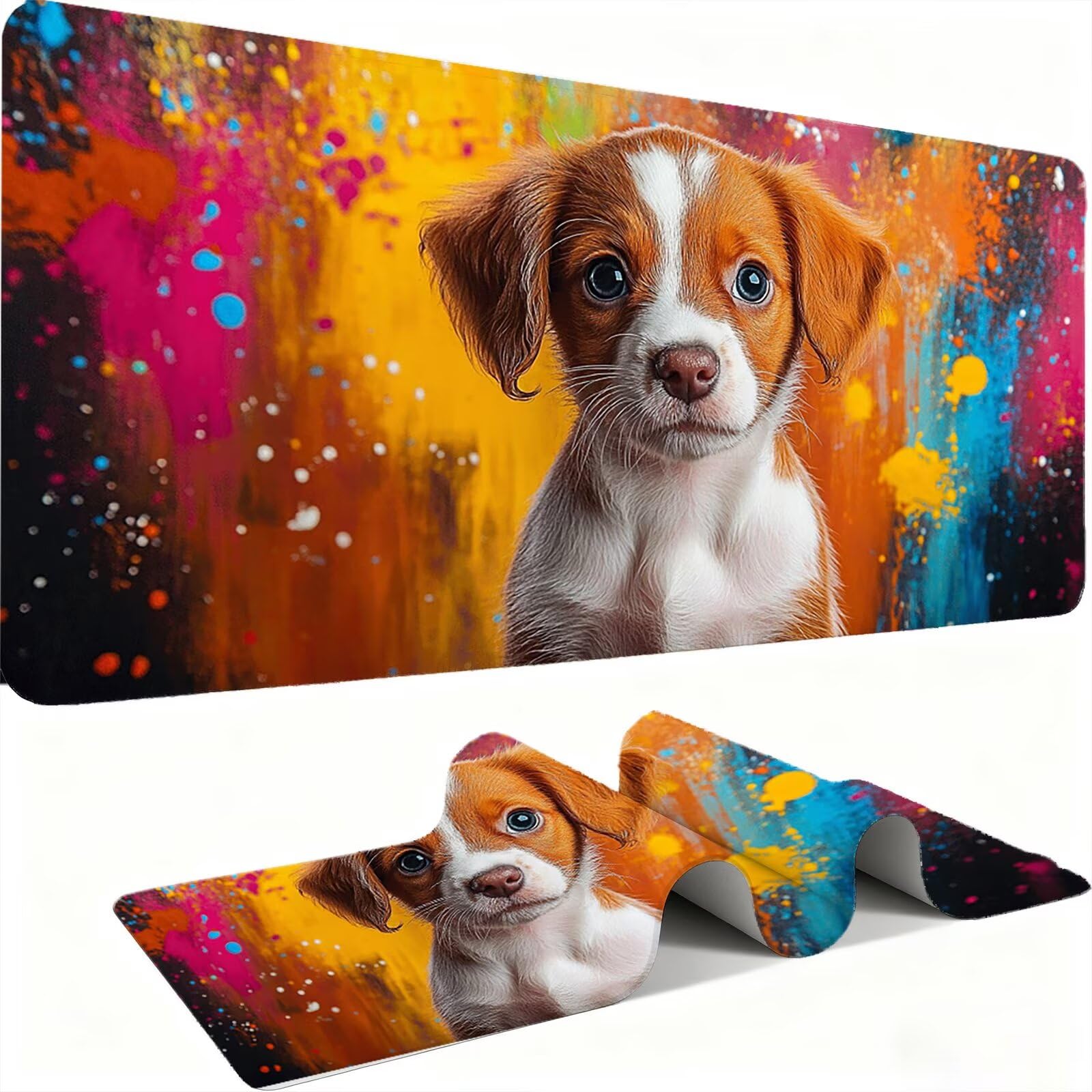 Podkładka pod mysz dla psa/kolorowa XXL 1200 x 600 mm duża podkładka pod mysz szyte krawędzie wodoodporna antypoślizgowa duże rozszerzone akcesoria biurowe na PC, przenośna poprawia dokładność i