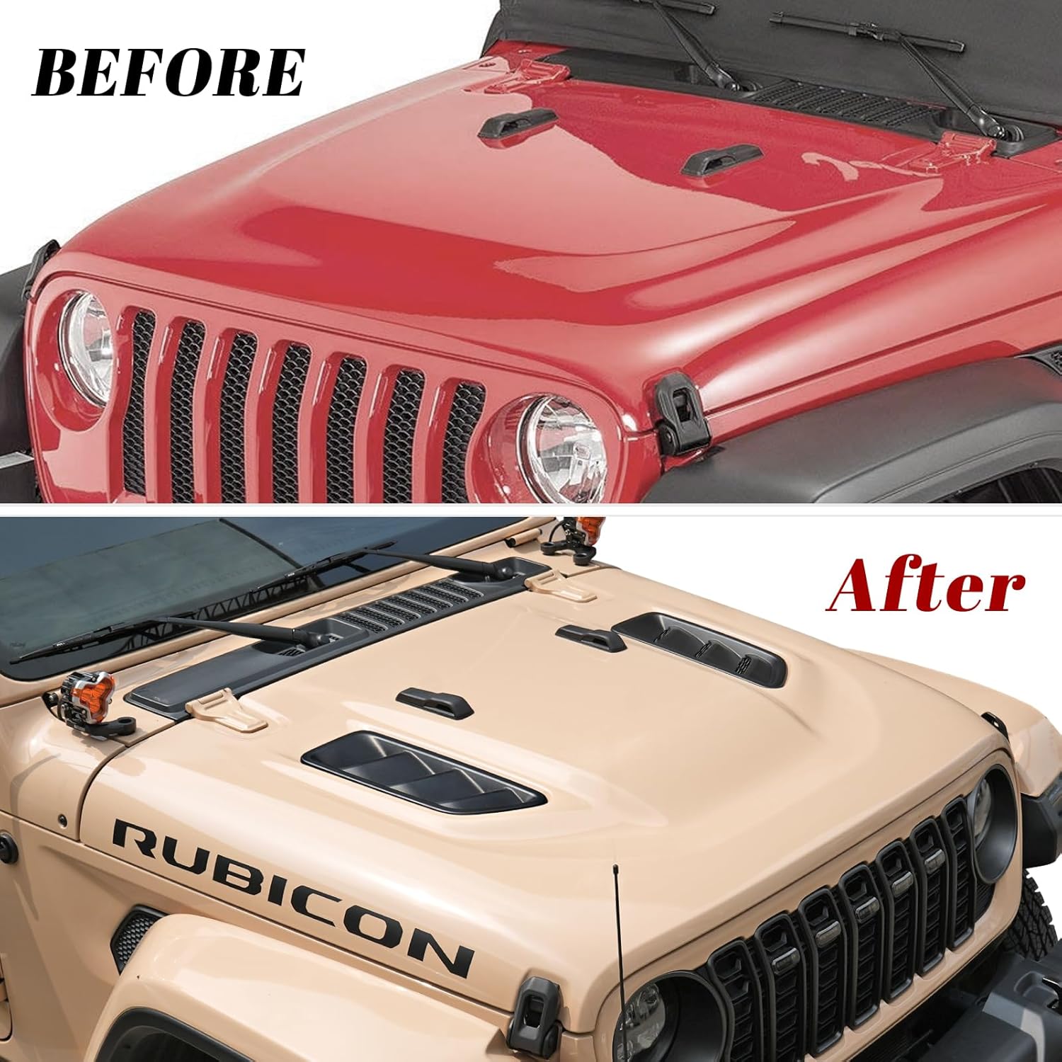 Vented Heat Dispersion Hood Compatible with Jeep Wrangler JL JLU 2018-2024 Gladiator JT 2020-2024,10th Anniversary Edition Metal Replacement Hoods Accessories (Not Fit Mojave and 392 Models)