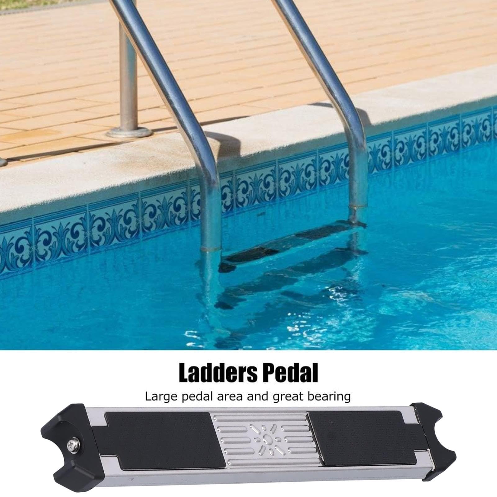 Echelle de Piscine Robuste – Marches en Acier Inoxydable 50x8,5x3cm | Marches en Caoutchouc, Accessoires d'échelle Multi-Usages | Échelle de Piscine, Spa, Source Chaude Sécuritaire de Remplacement
