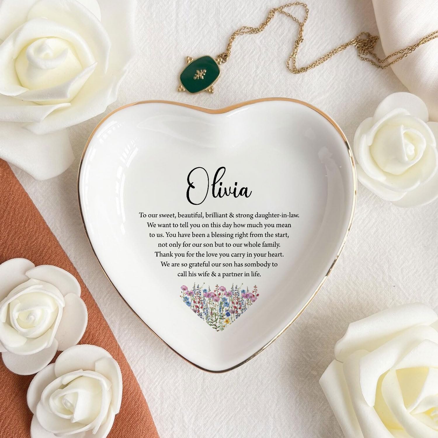 Bridal Shower Gift From Mother Of The Groom - Future Daughter In Law Ring Holder Personalized Engraved Jewelry Ring Holder Gift Idea Heart image 3