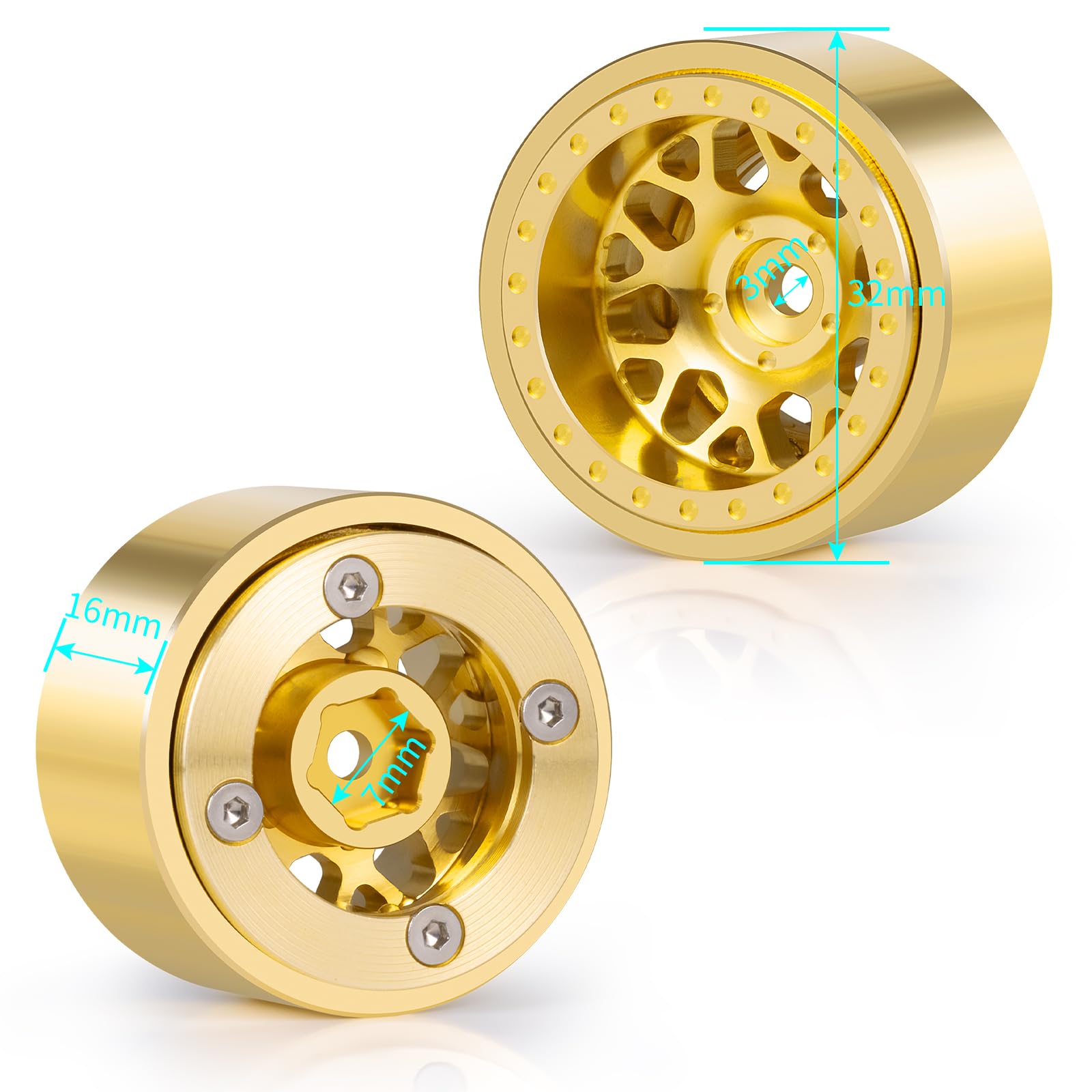 Beadlock - Set di 4 cerchi in ottone per Axial SCX24 TRX4M FCX24 Redcat Ascent 18 1/24 1/18 RC Crawler Car Upgrade Parts