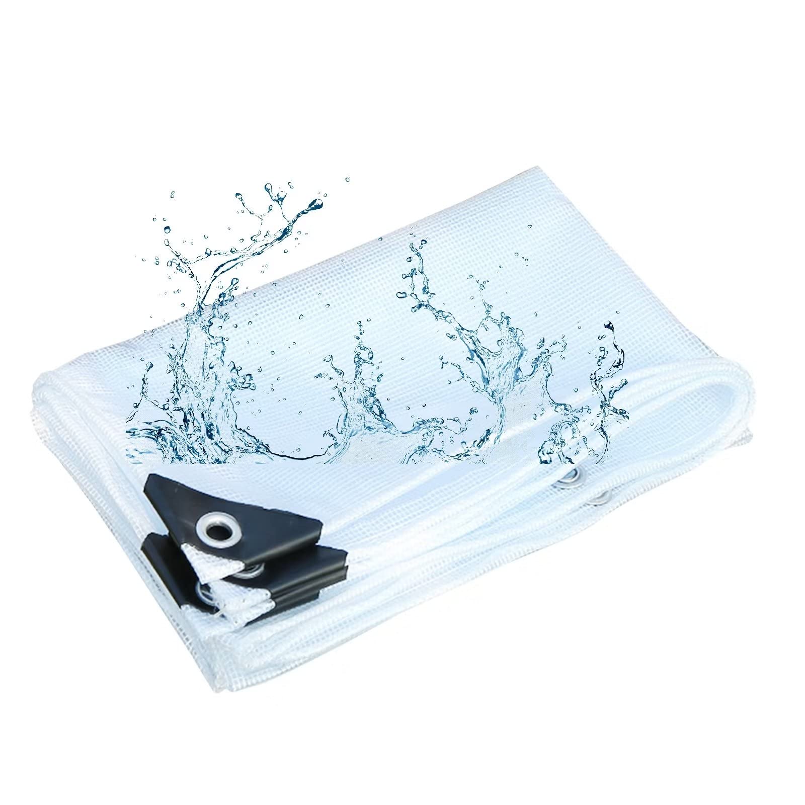 Telo Telone Telone in PVC Bianco Trasparente Multiuso con Occhielli 200g/㎡ Resistente ai raggi UV Copertura Impermeabile per Uso Esterno Ideale per Balconi, Capannoni e Tende (1 m x 3 m)