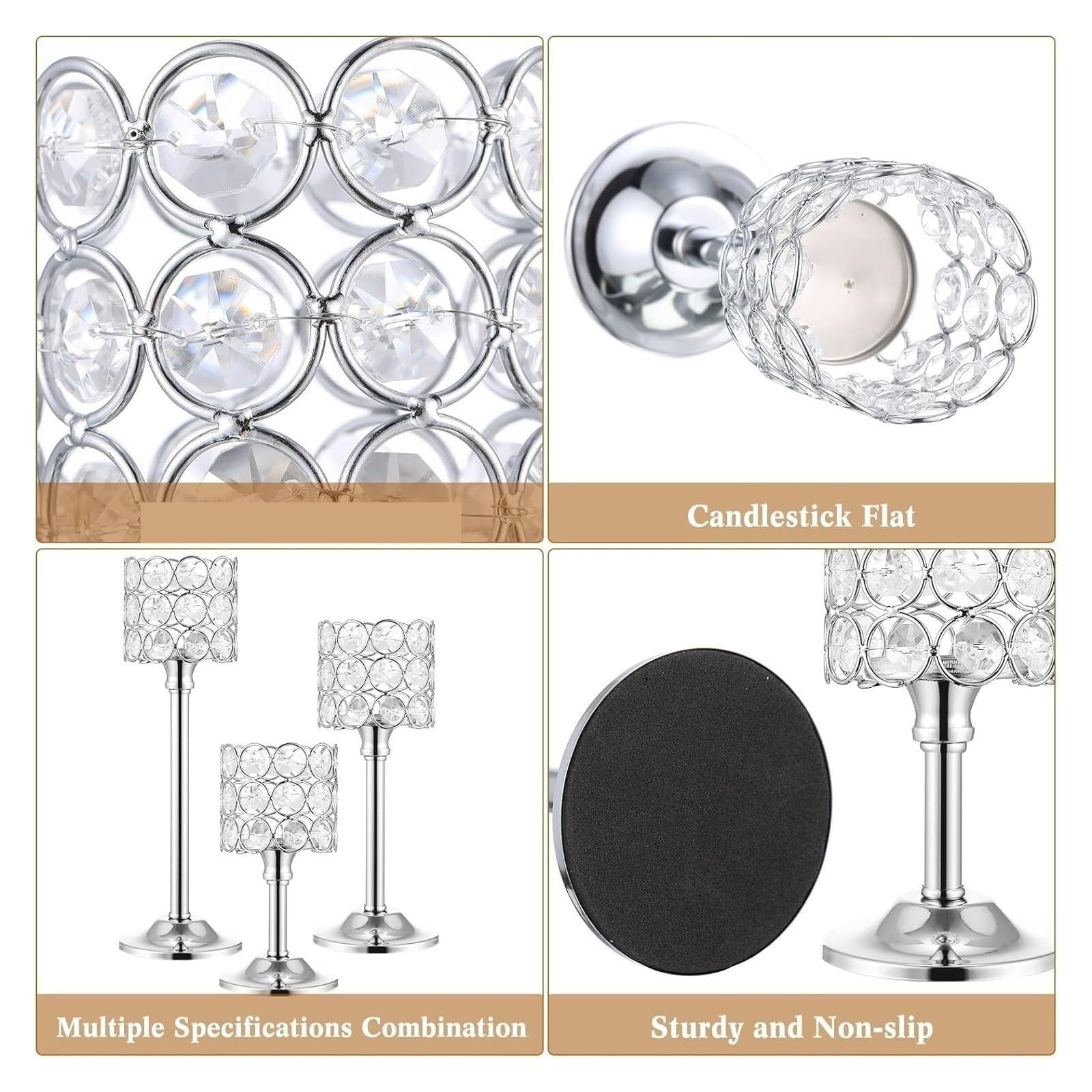 KerzenstäNder 12-teiliges Kristall-Kerzenhalter-Set, 3 Größen, hoher Kerzenständer, Säulenkandelaberständer for Tischdekoration